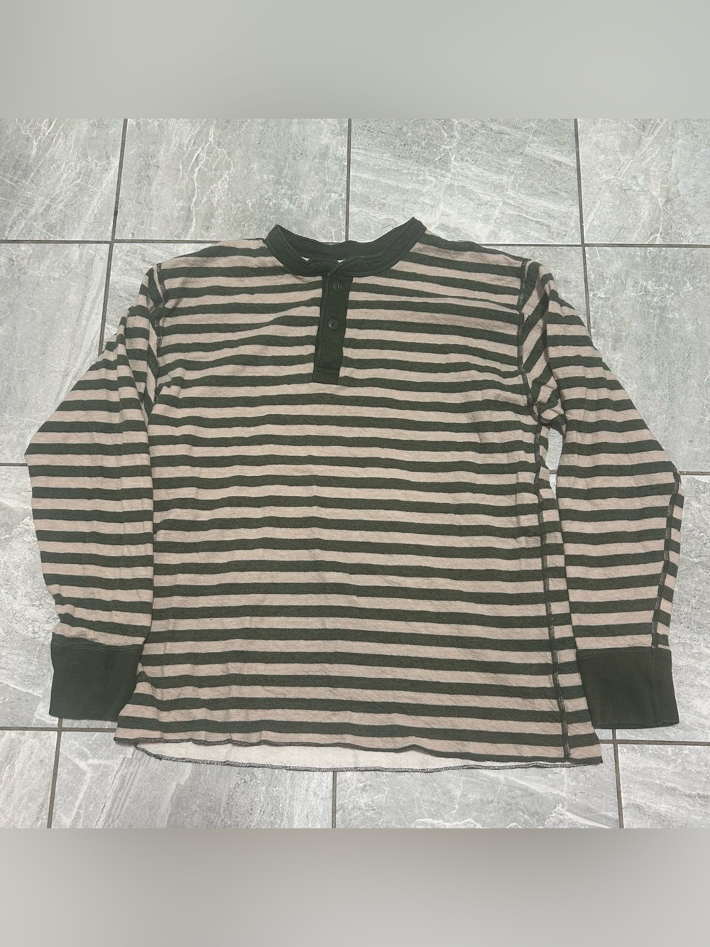 L.L.Bean Men’s XL Wool Blend Striped Henley Long Sleeve Shirt